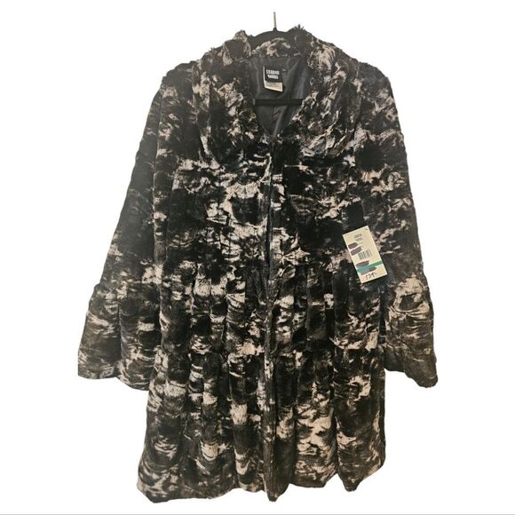 SHARON YOUNG Faux Fur Swing Jacket - Size Large - Picture 1 of 10